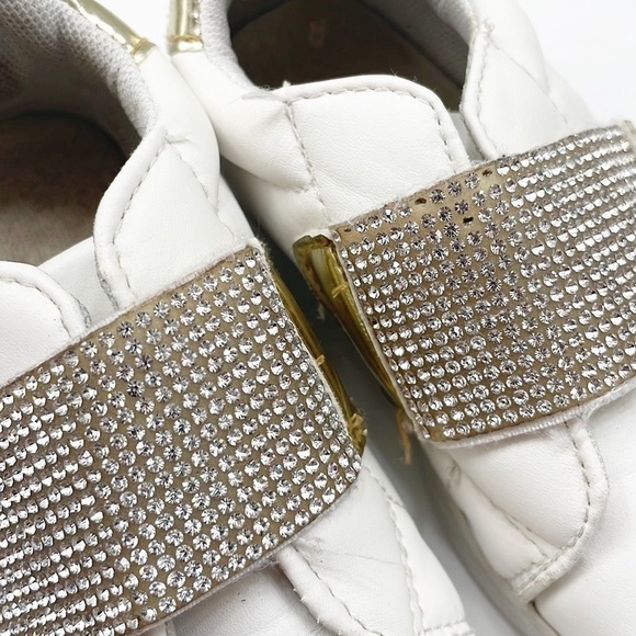 Bebe toddler girls white/gold rhinestone sneakers - Picture 4 of 9